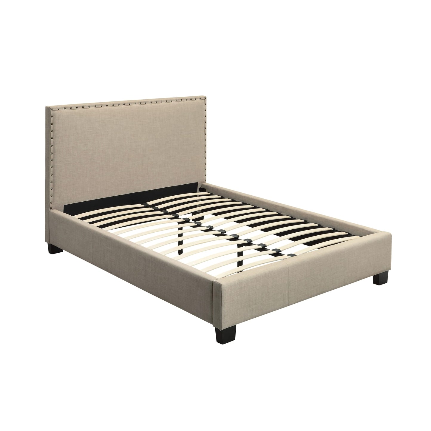Modus Tavel Nailhead Upholstered Platform Bed in Toast Linen