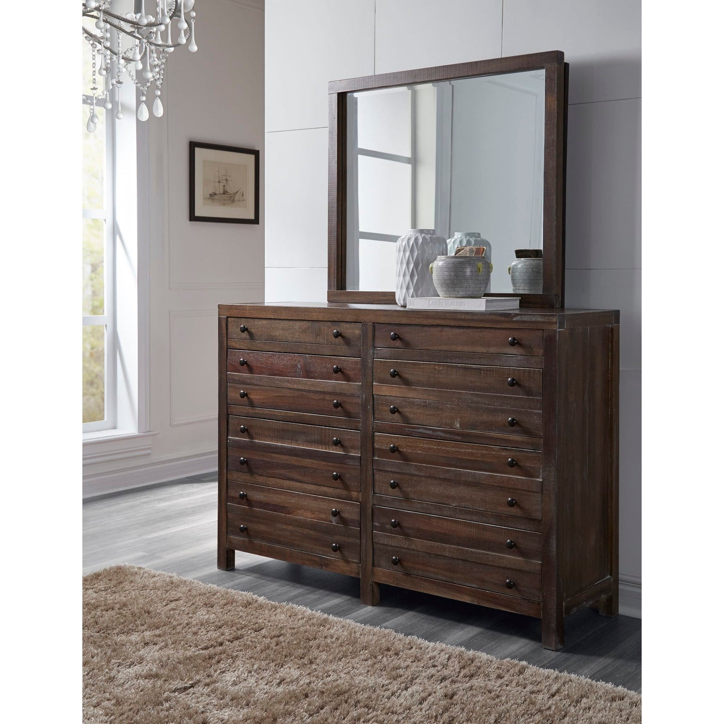 Modus Townsend Eight Drawer Solid Wood Dresser in Java