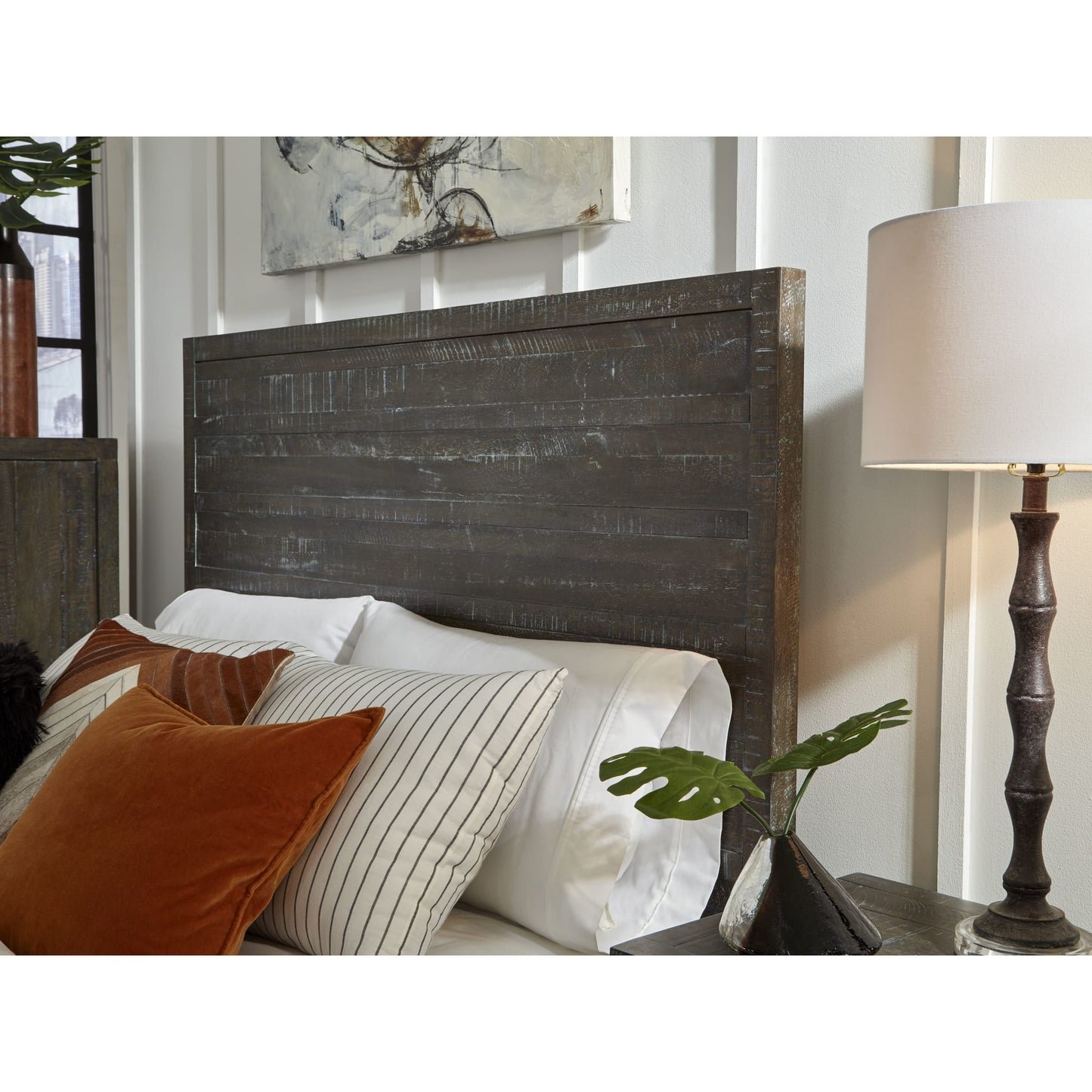 Modus Townsend Solid Wood Low-Profile Bed in Gunmetal