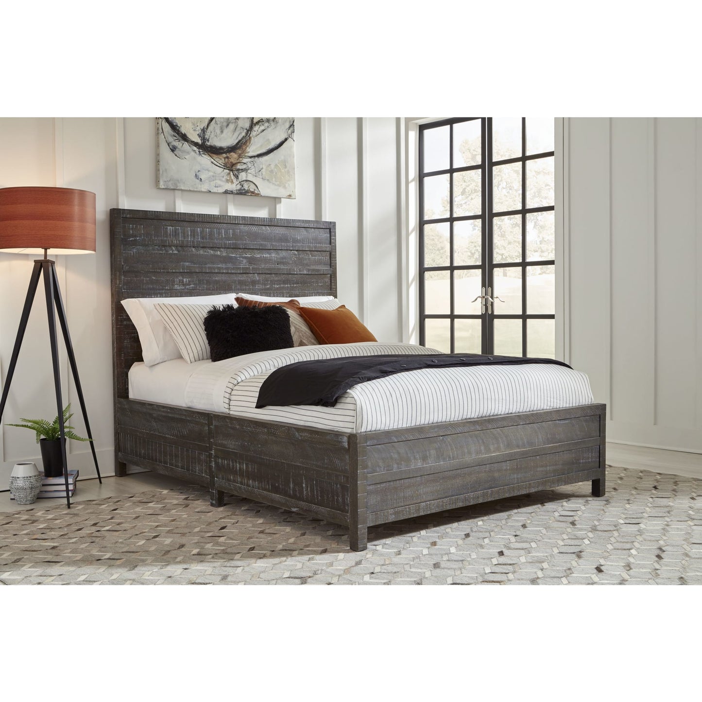 Modus Townsend Solid Wood Low-Profile Bed in Gunmetal