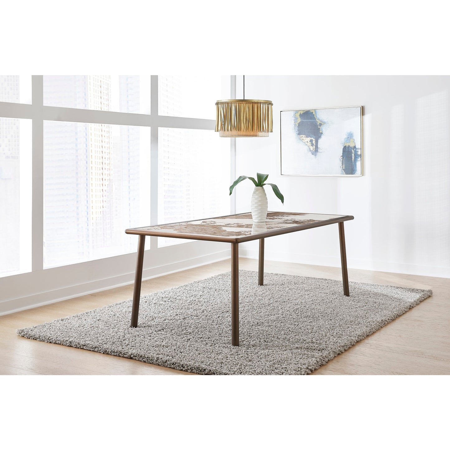 Modus Tulum Stone Top Dining Table with Bronze Metal Base