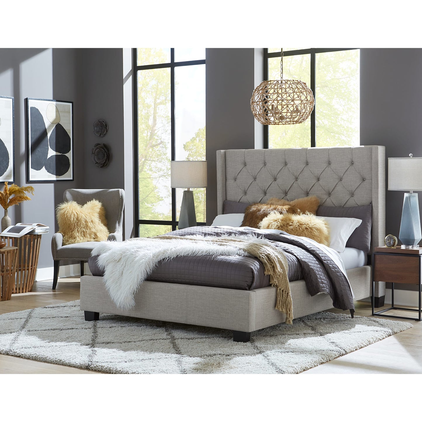 Modus Verona Upholstered Footboard Storage Bed in Speckled Grey