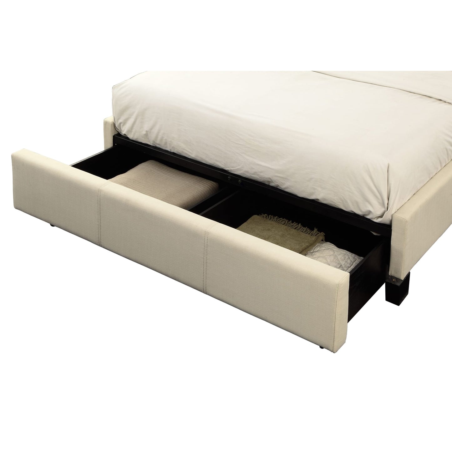 Modus Vienne Nailhead Upholstered Platform Storage Bed in Powder