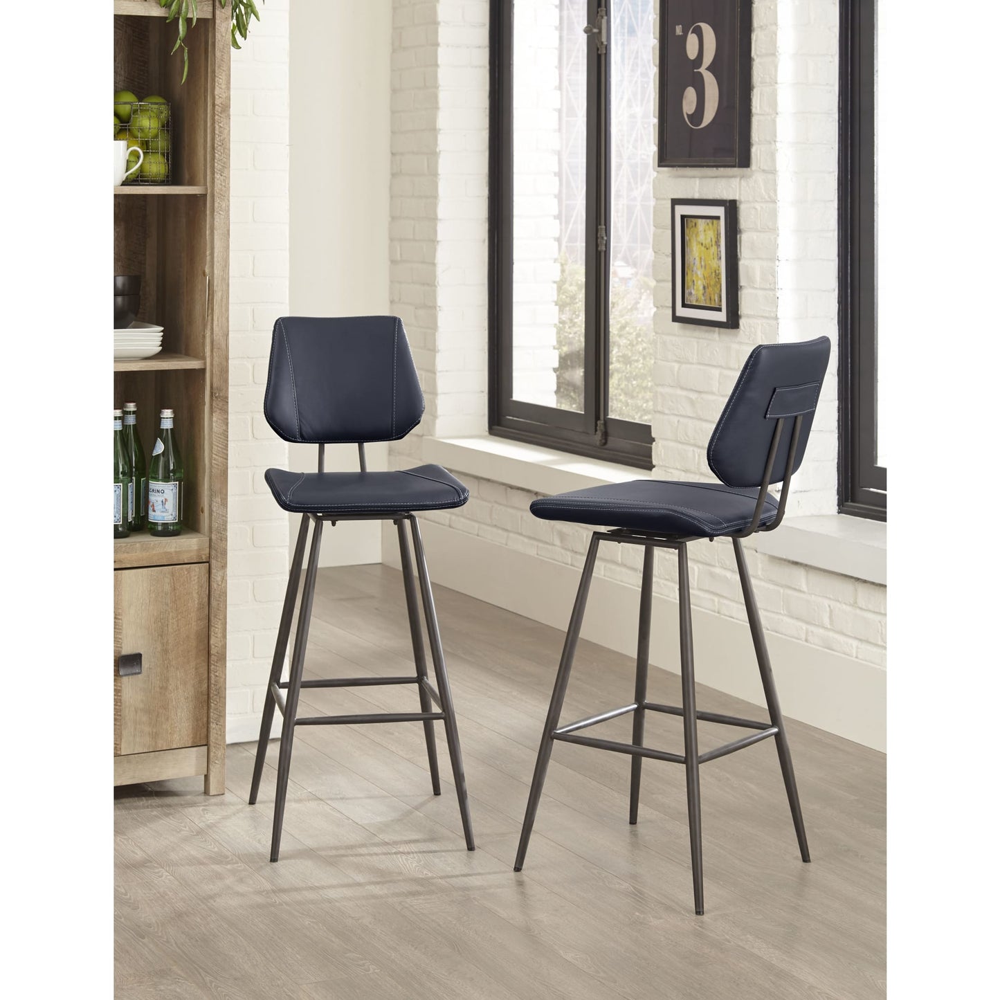 Modus Vinson Modern Swivel Bar Stool in Cobalt