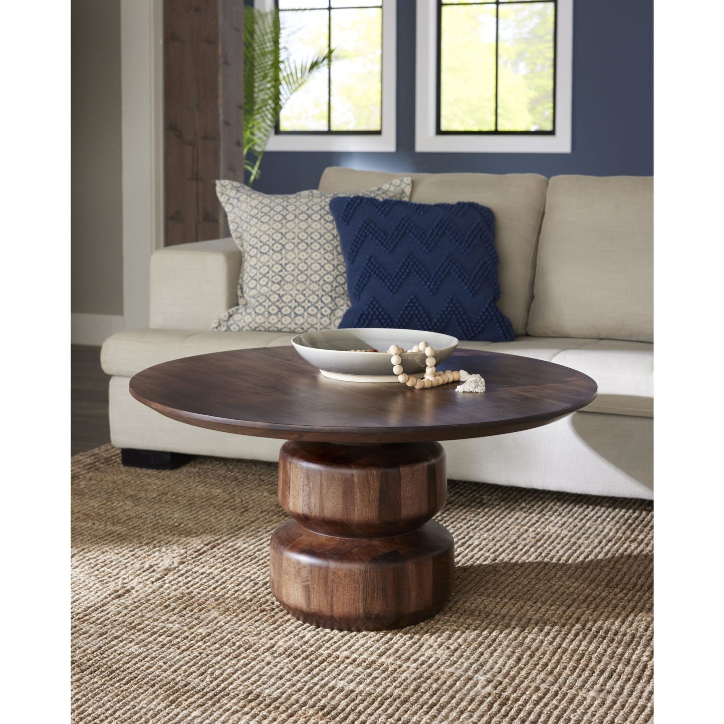 Modus Modus Virton Solid Wood Round Coffee Table in Smoked Brown