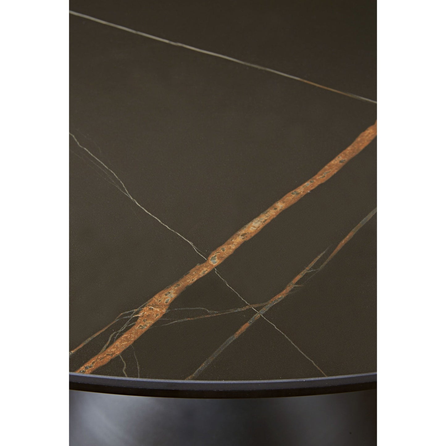 Modus Winston Stone Top Metal Base Round Dining Table in Black