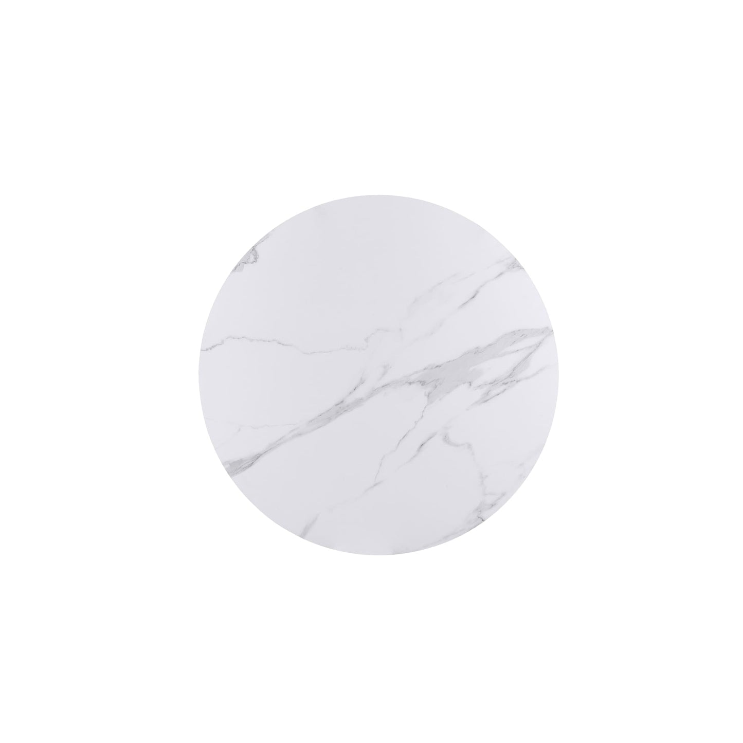 Modus Winston Stone Top Metal Base Round Dining Table in Oat Milk and Champagne