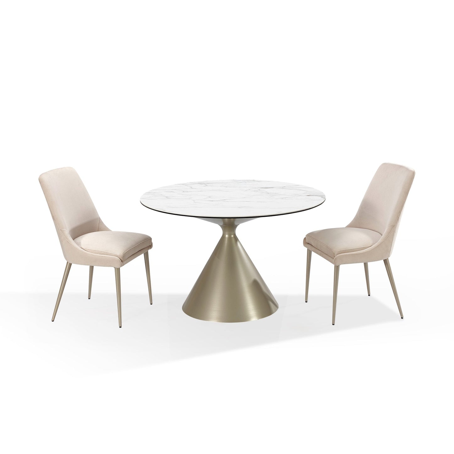 Modus Winston Upholstered Metal Leg Dining Chair in Cream and Champagne
