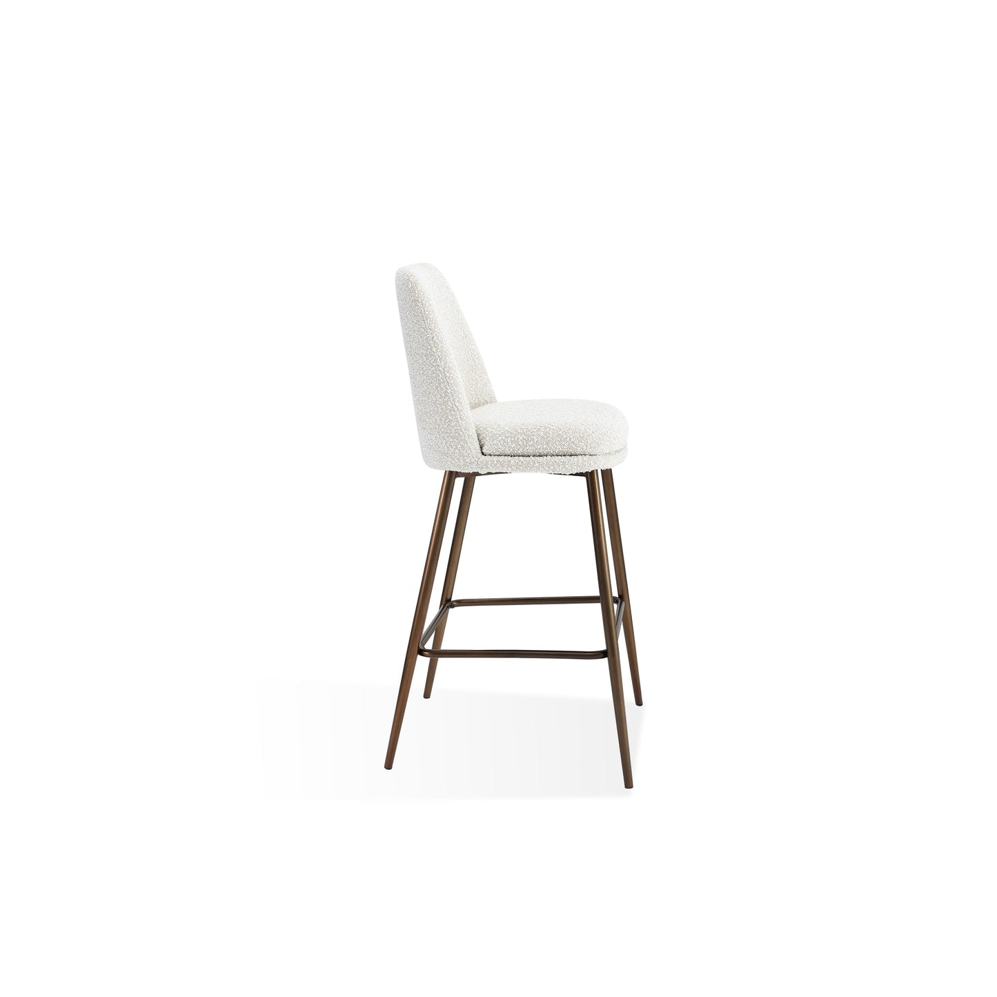 Modus Wyatt Upholstered Bar Stool in Ricotta Boucle and Bronze Metal
