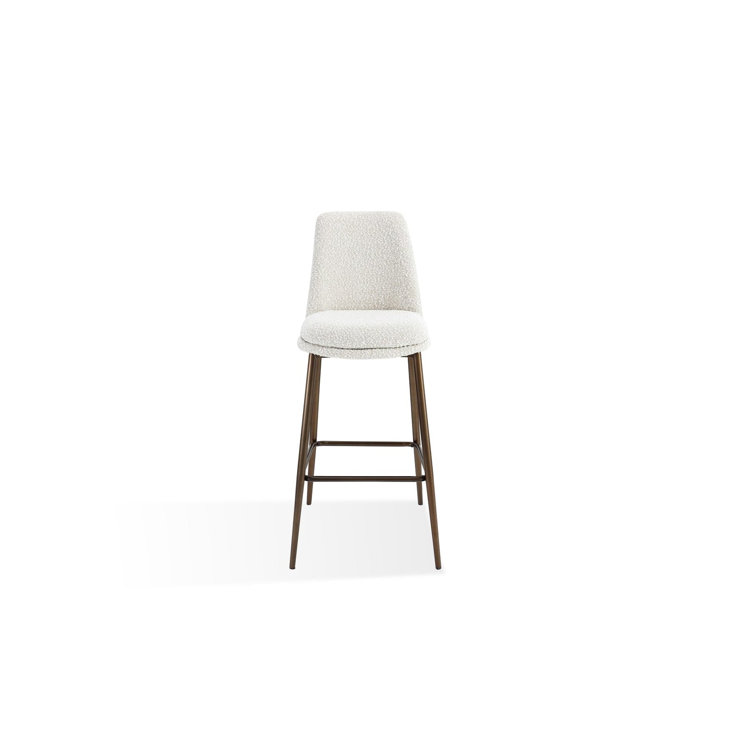 Modus Wyatt Upholstered Bar Stool in Ricotta Boucle and Bronze Metal