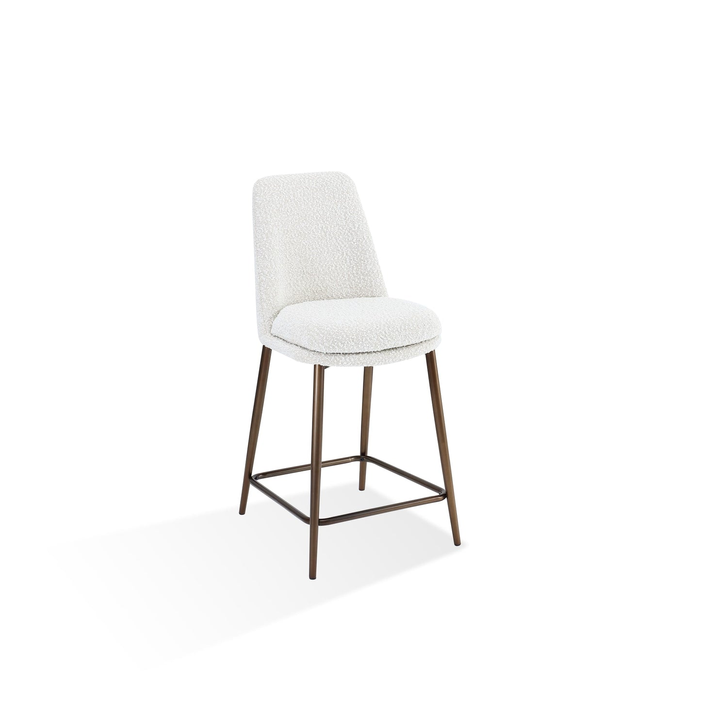 Modus Wyatt Upholstered Counter Stool in Ricotta Boucle and Bronze Metal