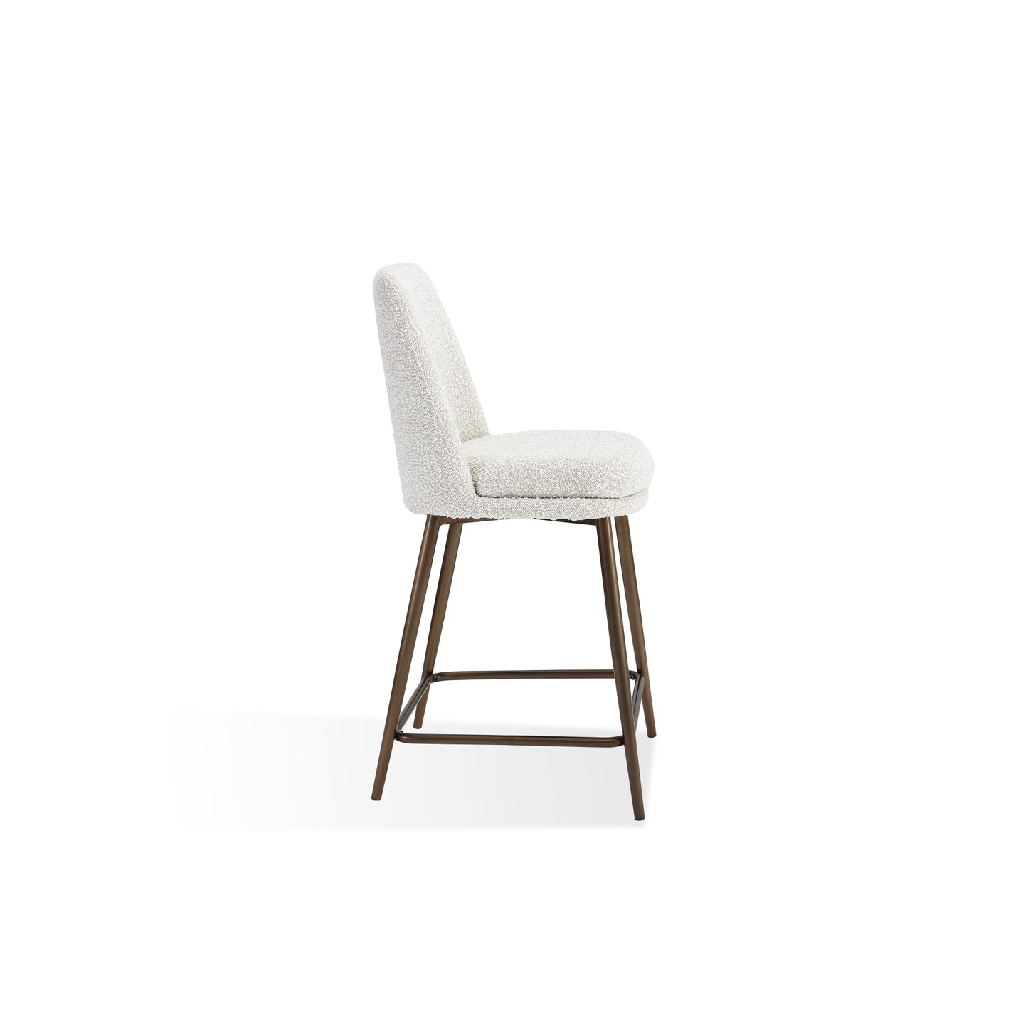 Modus Wyatt Upholstered Counter Stool in Ricotta Boucle and Bronze Metal
