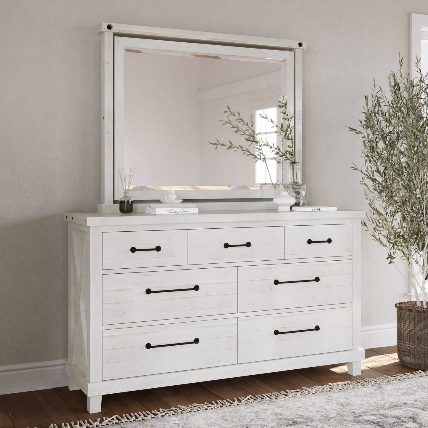 Modus Yosemite Solid Wood Dresser in Rustic White