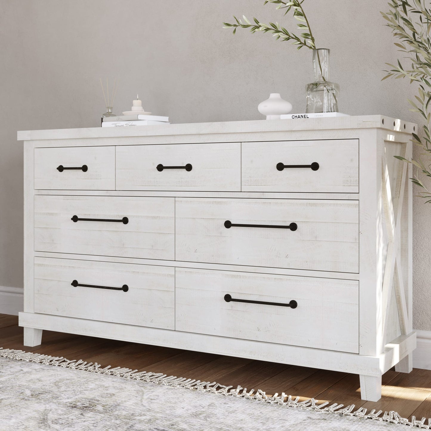 Modus Yosemite Solid Wood Dresser in Rustic White