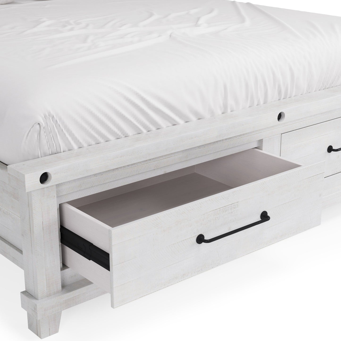 Modus Yosemite Solid Wood Footboard Storage Bed in Rustic White