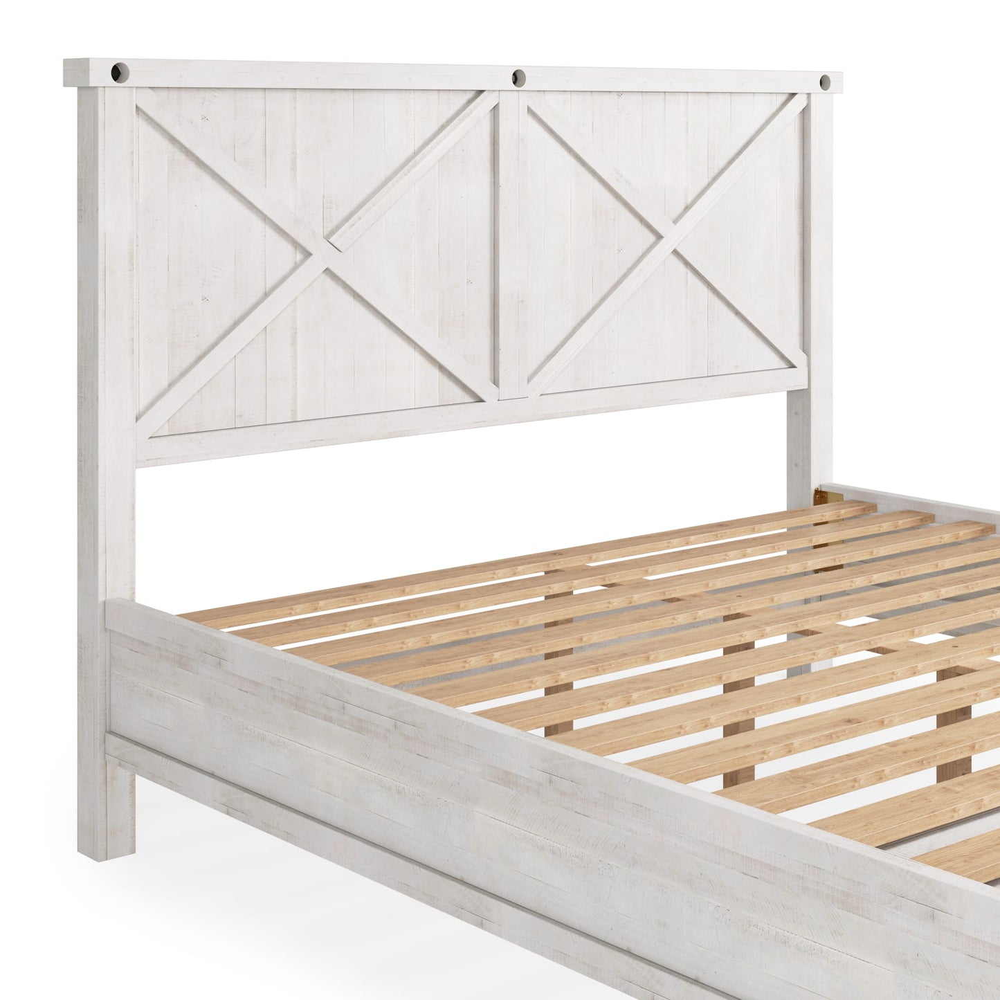 Modus Yosemite Solid Wood Footboard Storage Bed in Rustic White