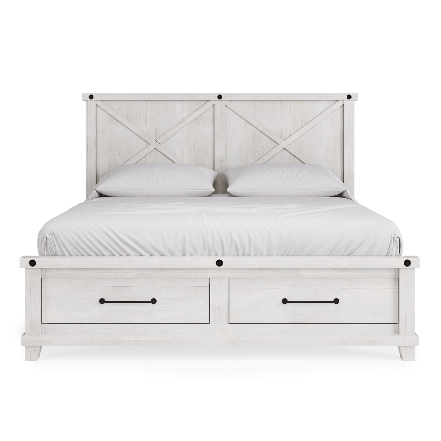 Modus Yosemite Solid Wood Footboard Storage Bed in Rustic White