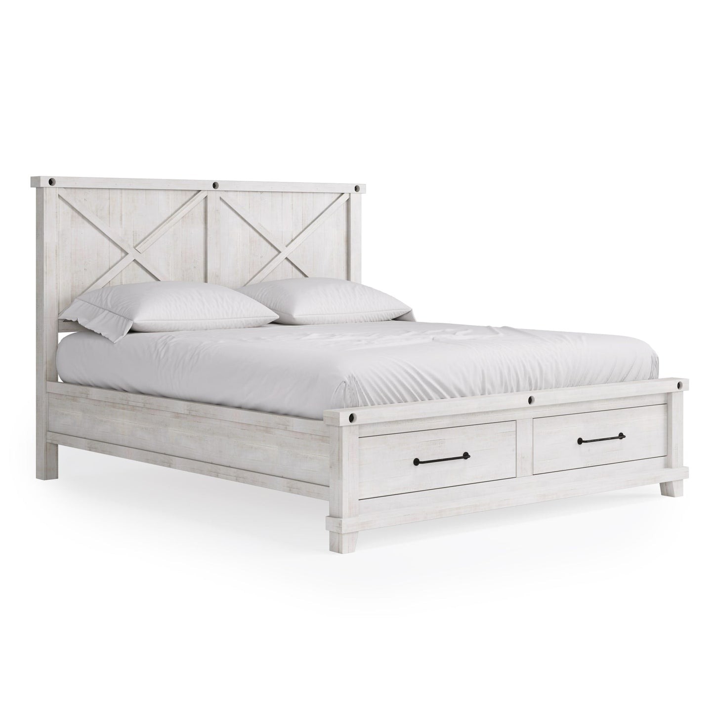 Modus Yosemite Solid Wood Footboard Storage Bed in Rustic White