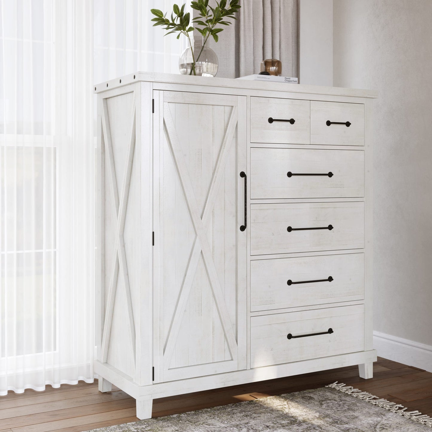 Modus Yosemite Solid Wood Gentleman's Chest in Rustic White