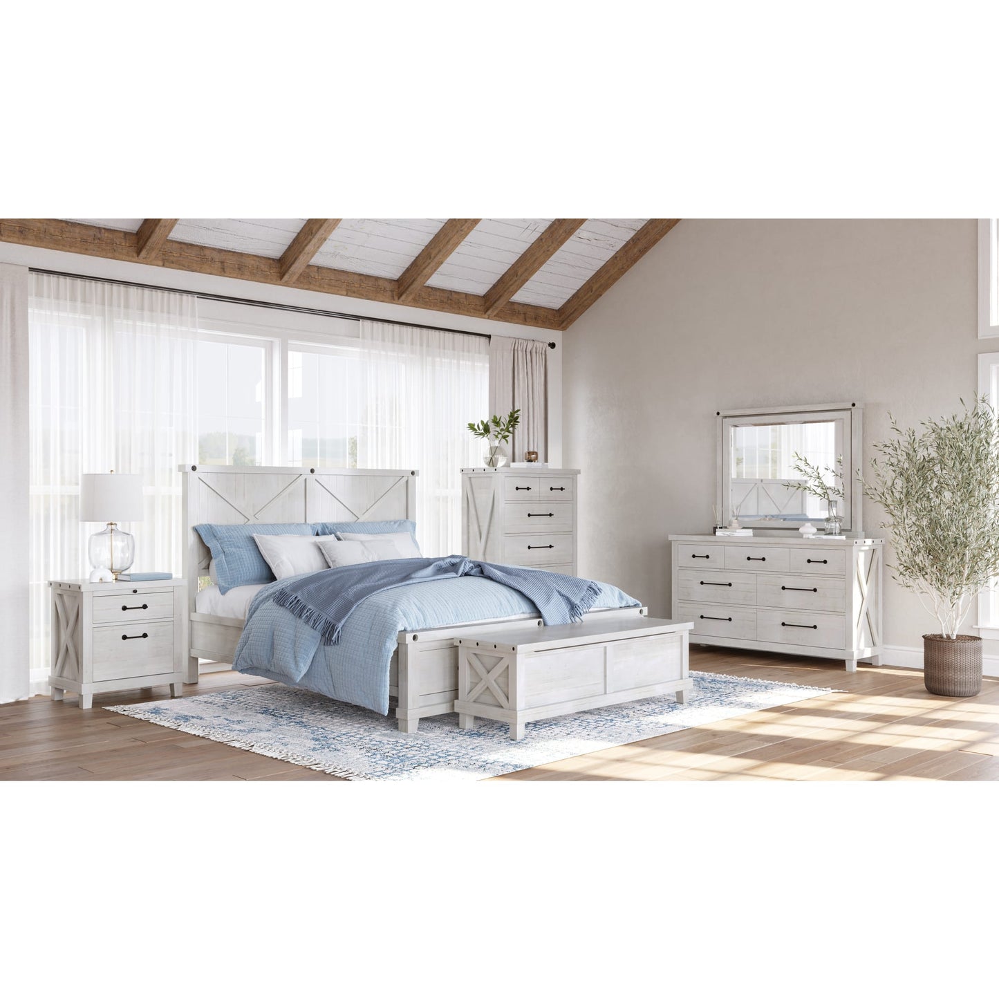 Modus Yosemite Solid Wood Nightstand in Rustic White