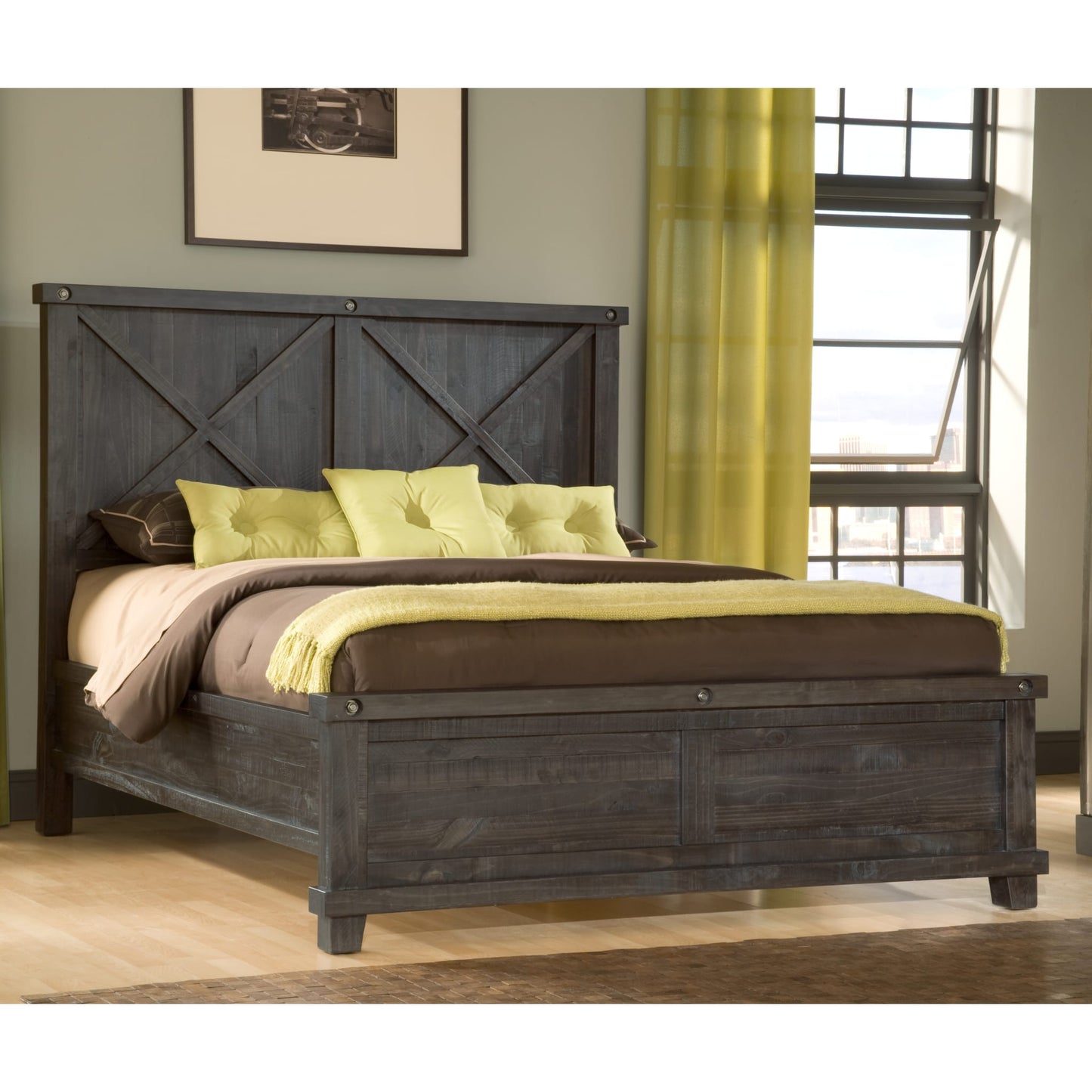 Modus Yosemite Solid Wood Panel Bed in Cafe