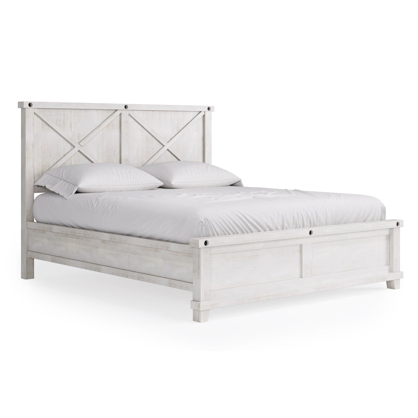 Modus Yosemite Solid Wood Panel Bed in Rustic White