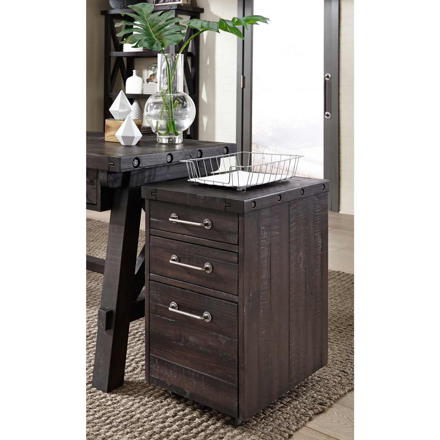 Modus Yosemite Solid Wood Rollling File Cabinet in Cafe