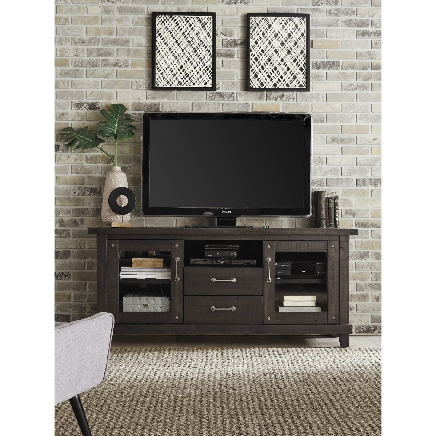 Modus Yosemite Solid Wood Two Drawer Media Console in Cafe