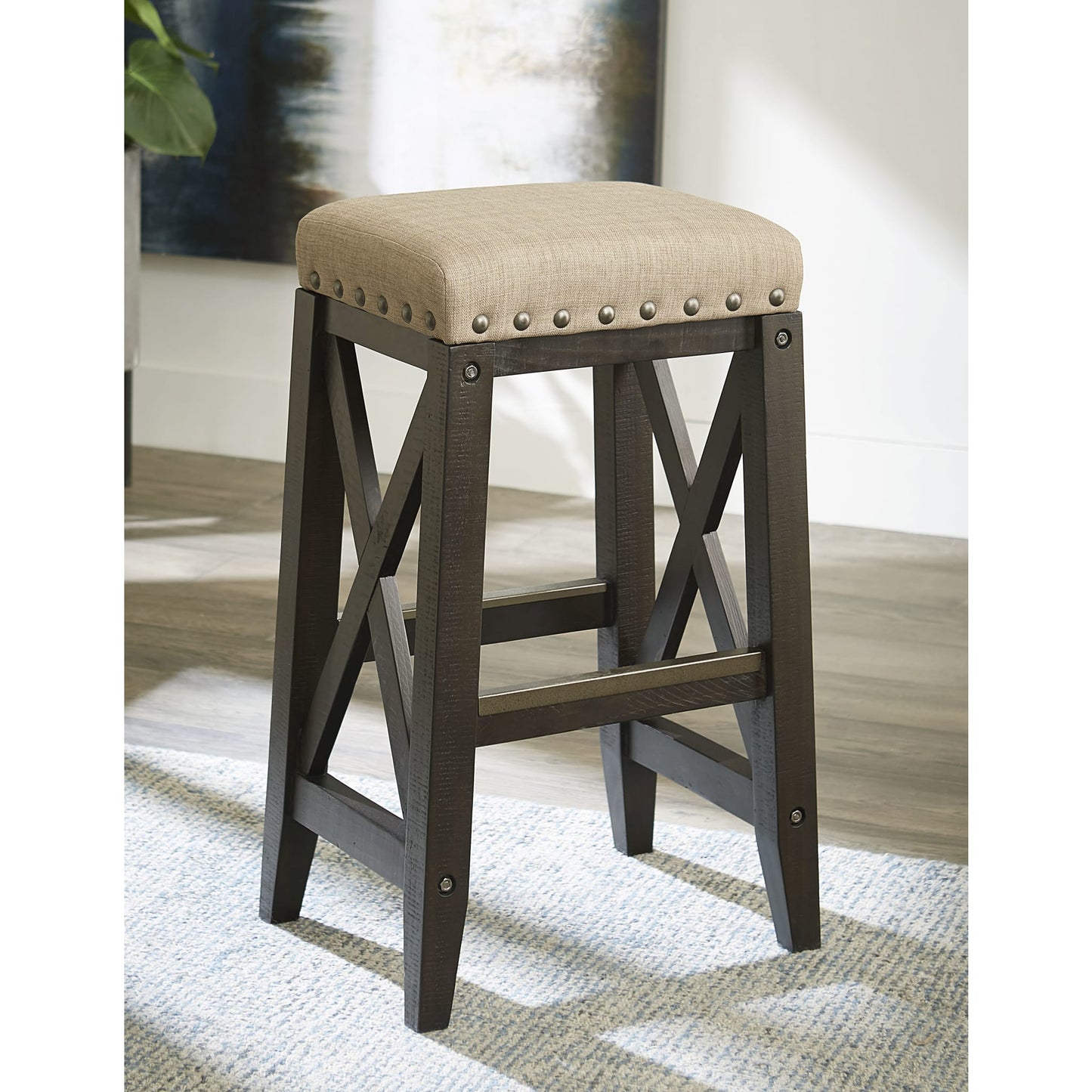 Modus Yosemite Solid Wood Upholstered Bar Stool in Cafe