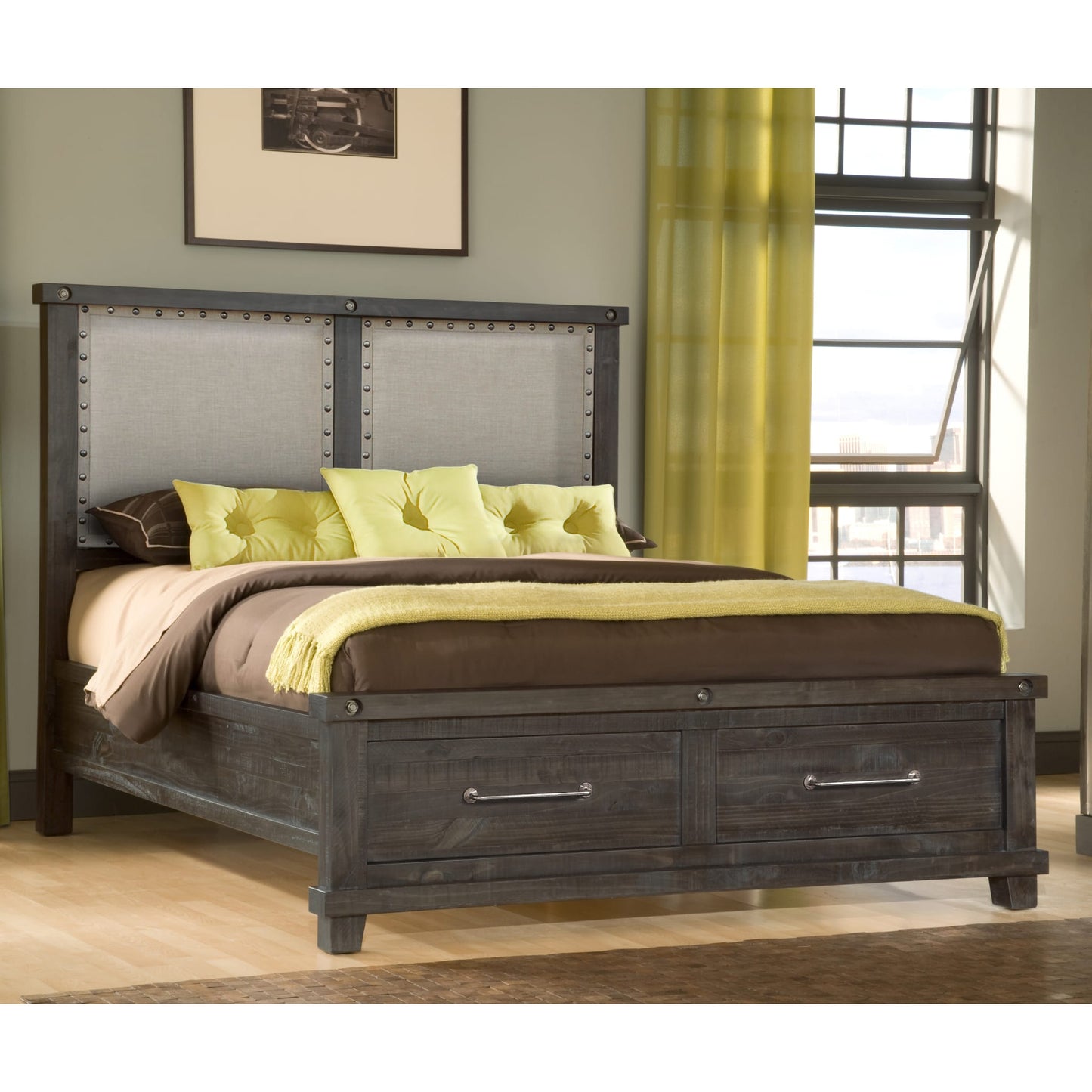 Modus Yosemite Upholstered Footboard Storage Bed in Cafe
