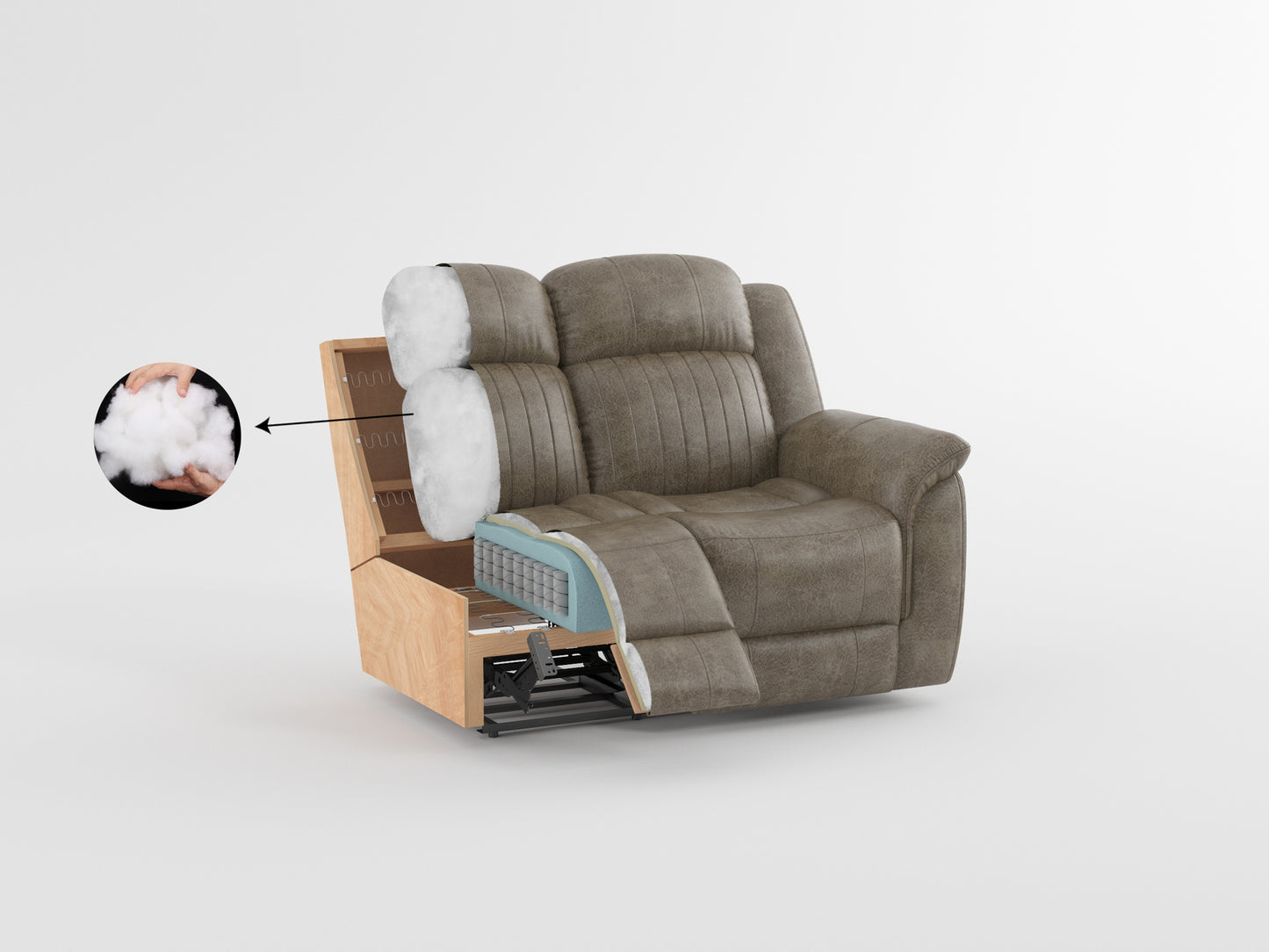 Homelegance Centeroak Reclining Chair in Brownish Gray 9479BRG-1