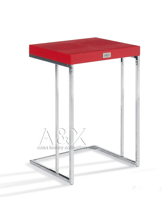 Amelia Modern Red Crocodile Lacquer End Table Set