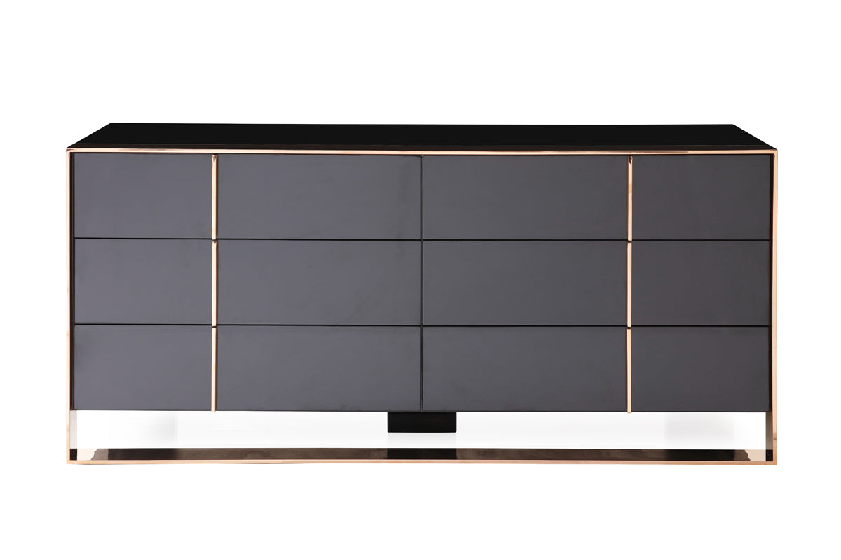 Nova Domus Cartier Modern Black and Rosegold Dresser