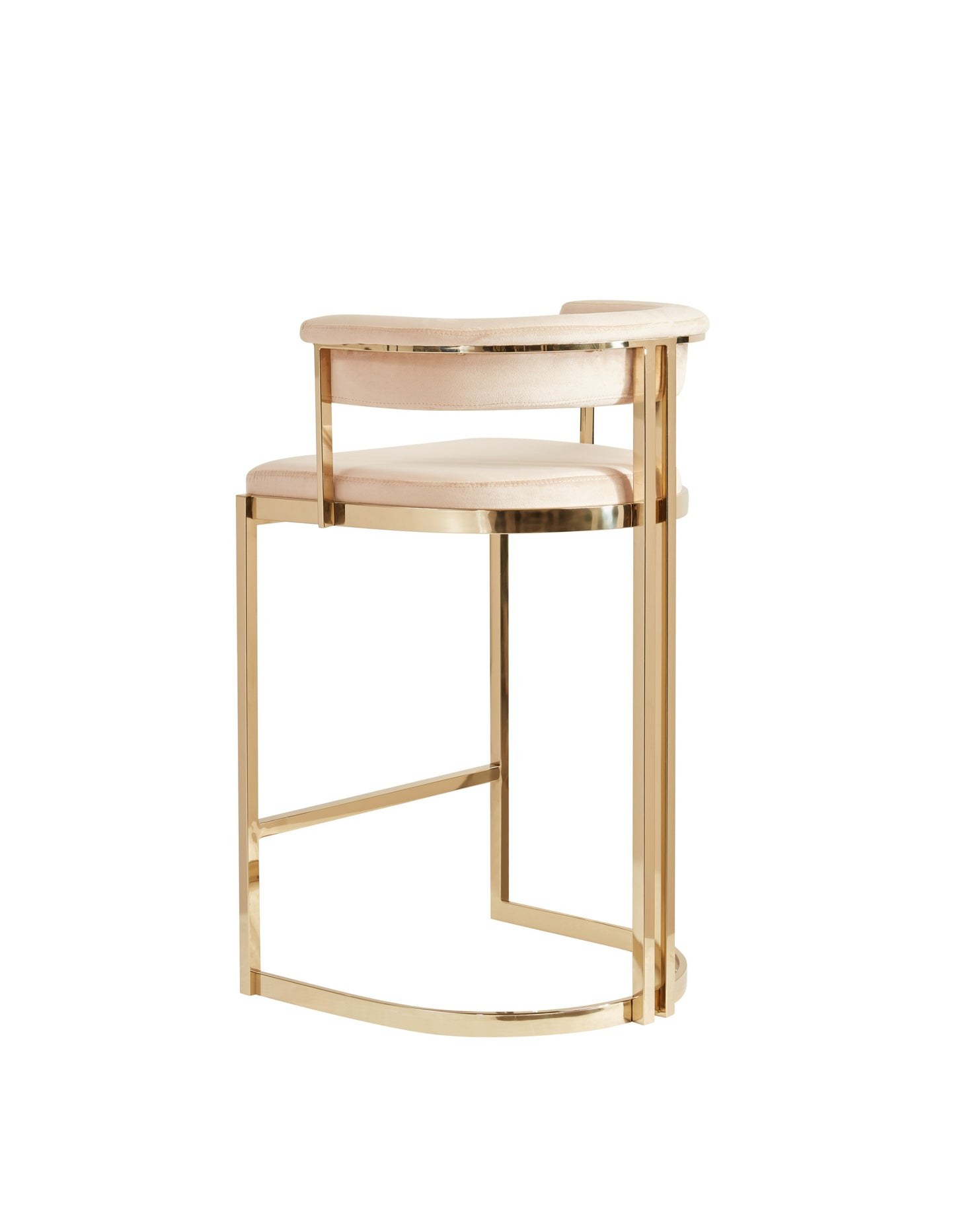 Modrest Munith Modern Beige Velvet and Gold Counter Stool