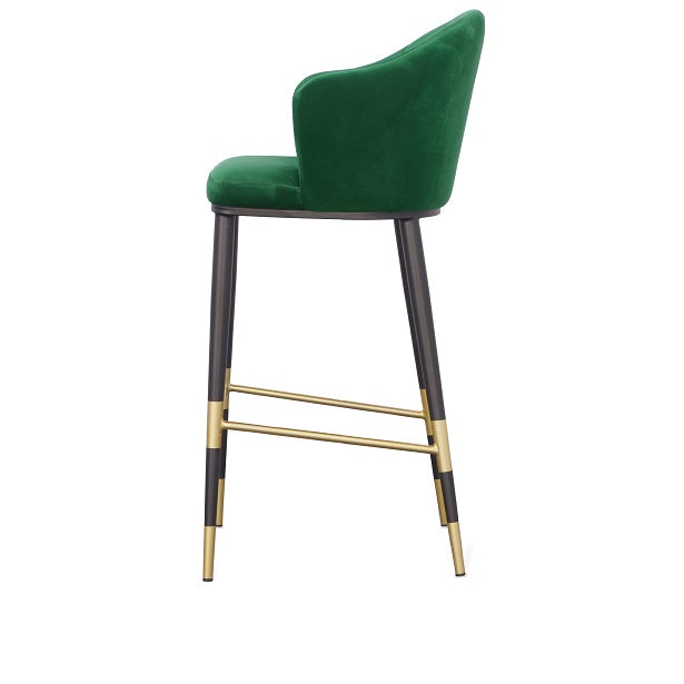 Modrest Adak Modern Glam Green with Black and Gold Barstool