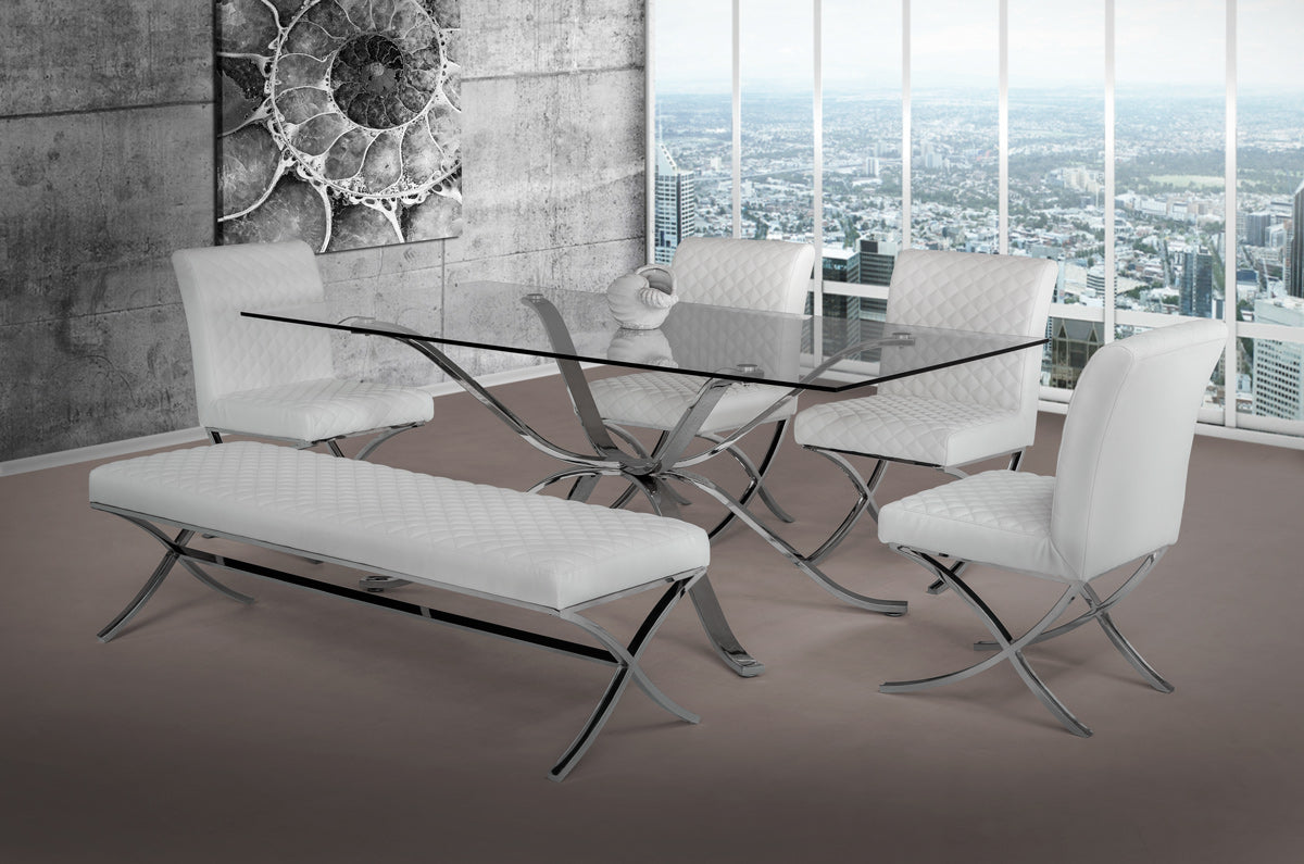 Modrest Adderley Modern Stainless Steel w/ Glass Top Dining Table
