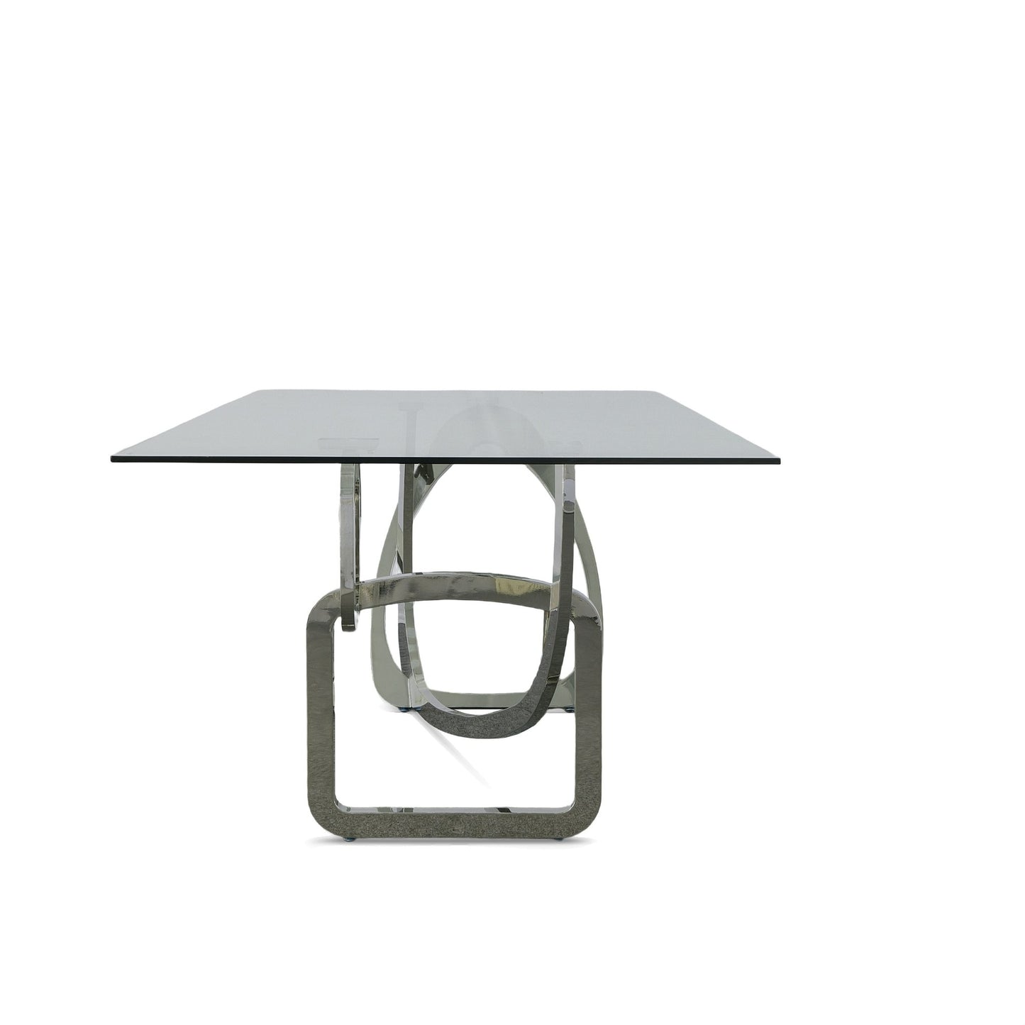 Modrest Adelaide Modern Stainless Steel and Glass Dining Table