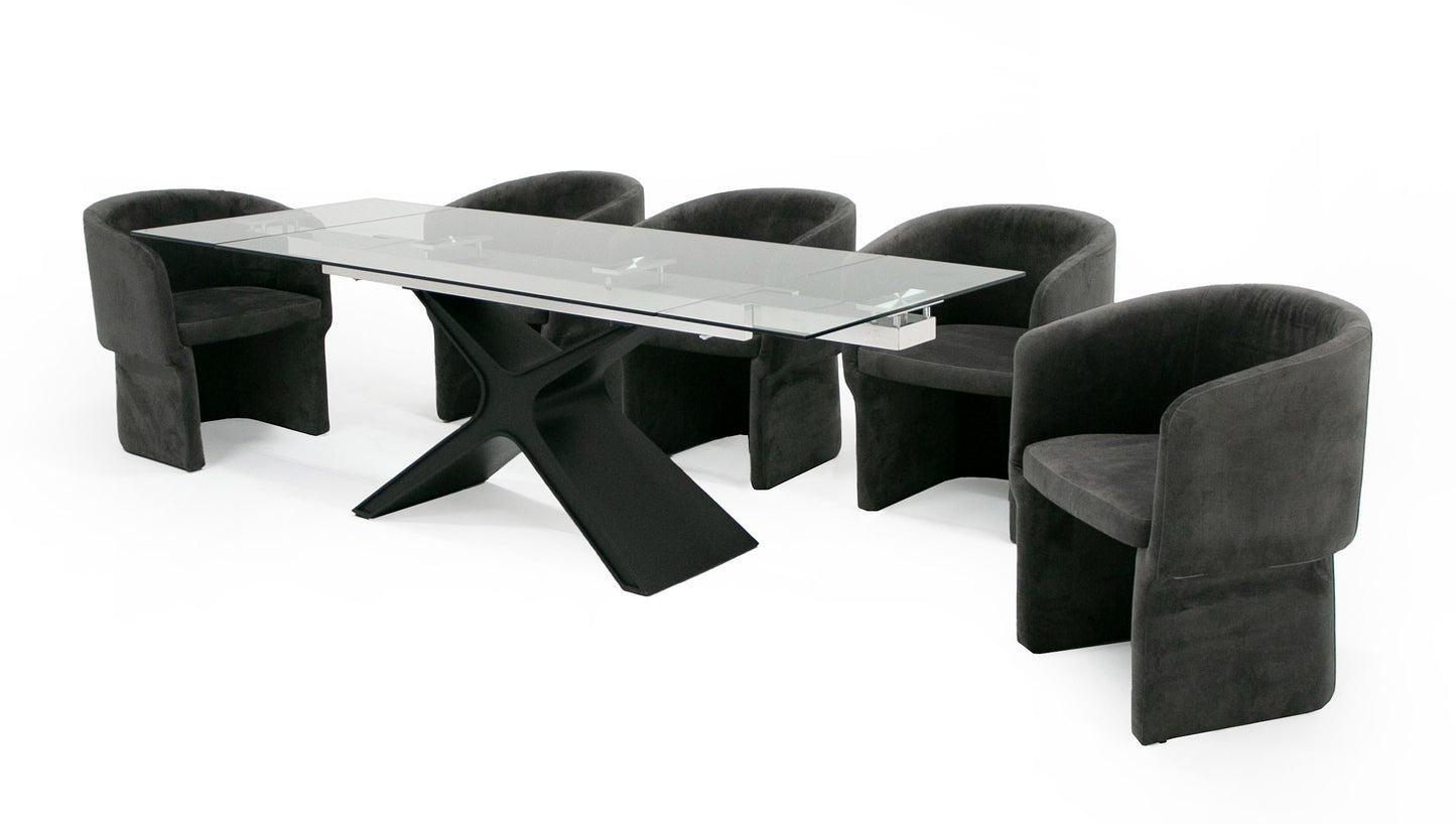 Modrest Adler Modern Black Glass Extendable 63"/94.5" Dining Table