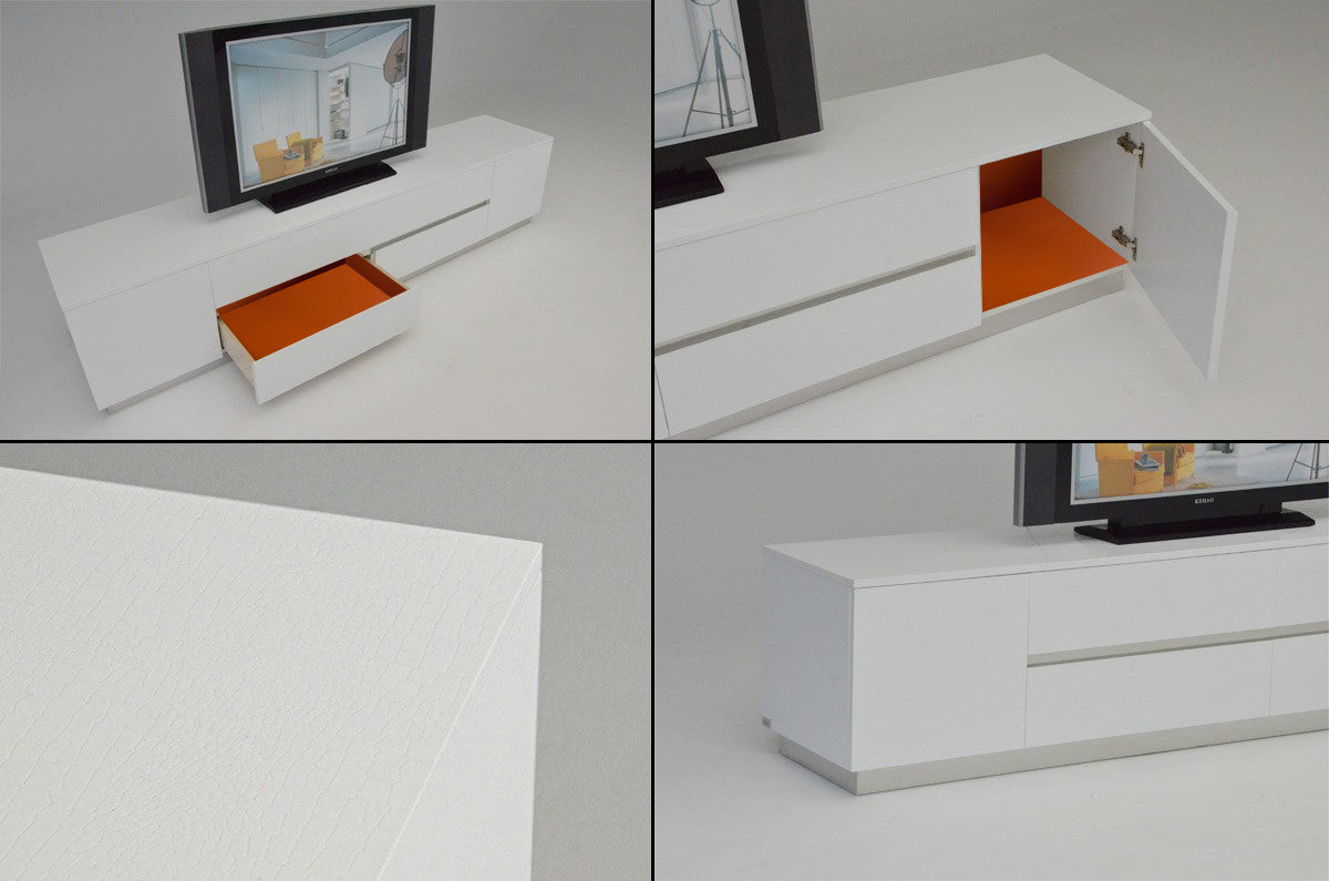 Skyline Modern White Crocodile TV Stand
