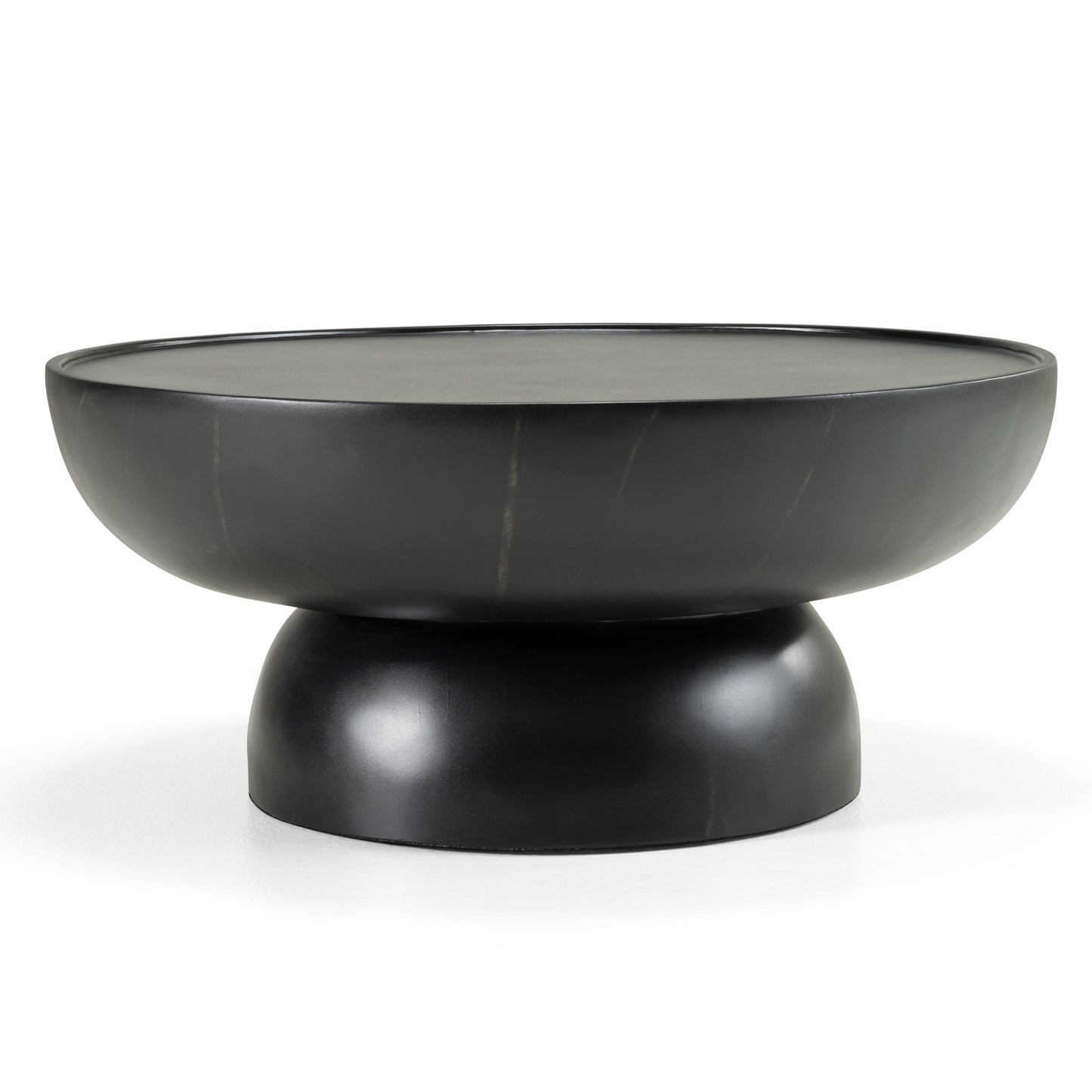 Modrest Akron Modern Black and White Faux Marble Round Coffee Table
