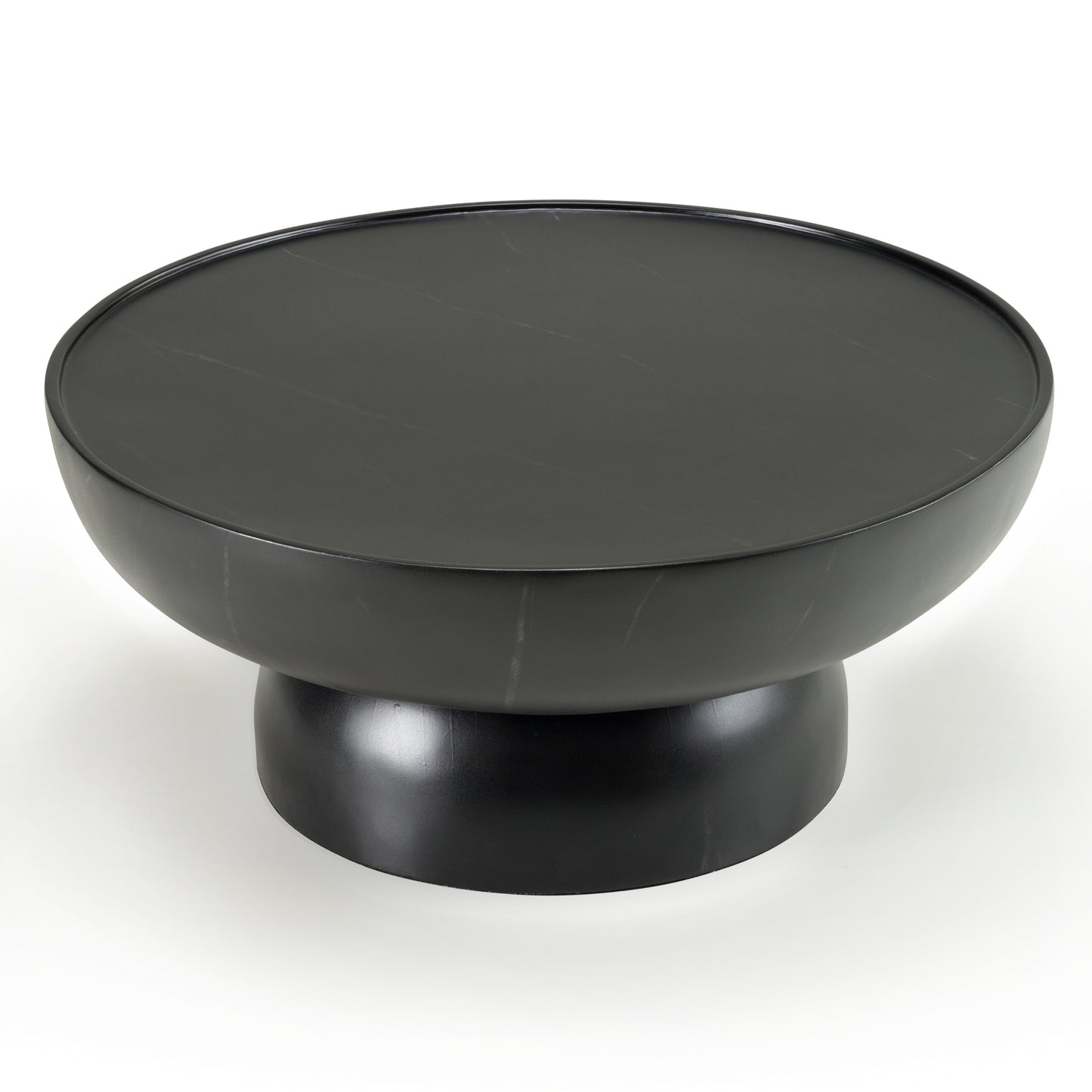 Modrest Akron Modern Black and White Faux Marble Round Coffee Table