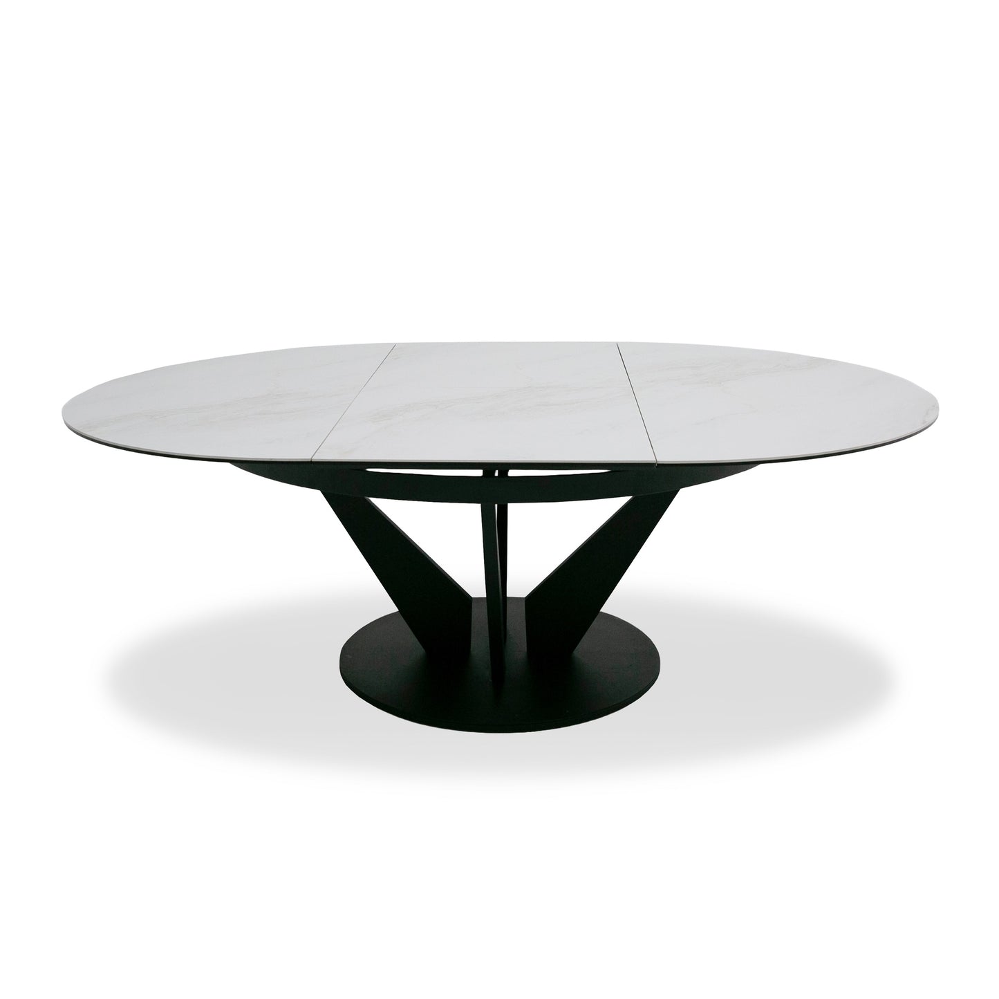 Modrest Alberta Modern Black and White Ceramic Extendable 59"/86.5" Oval Dining Table