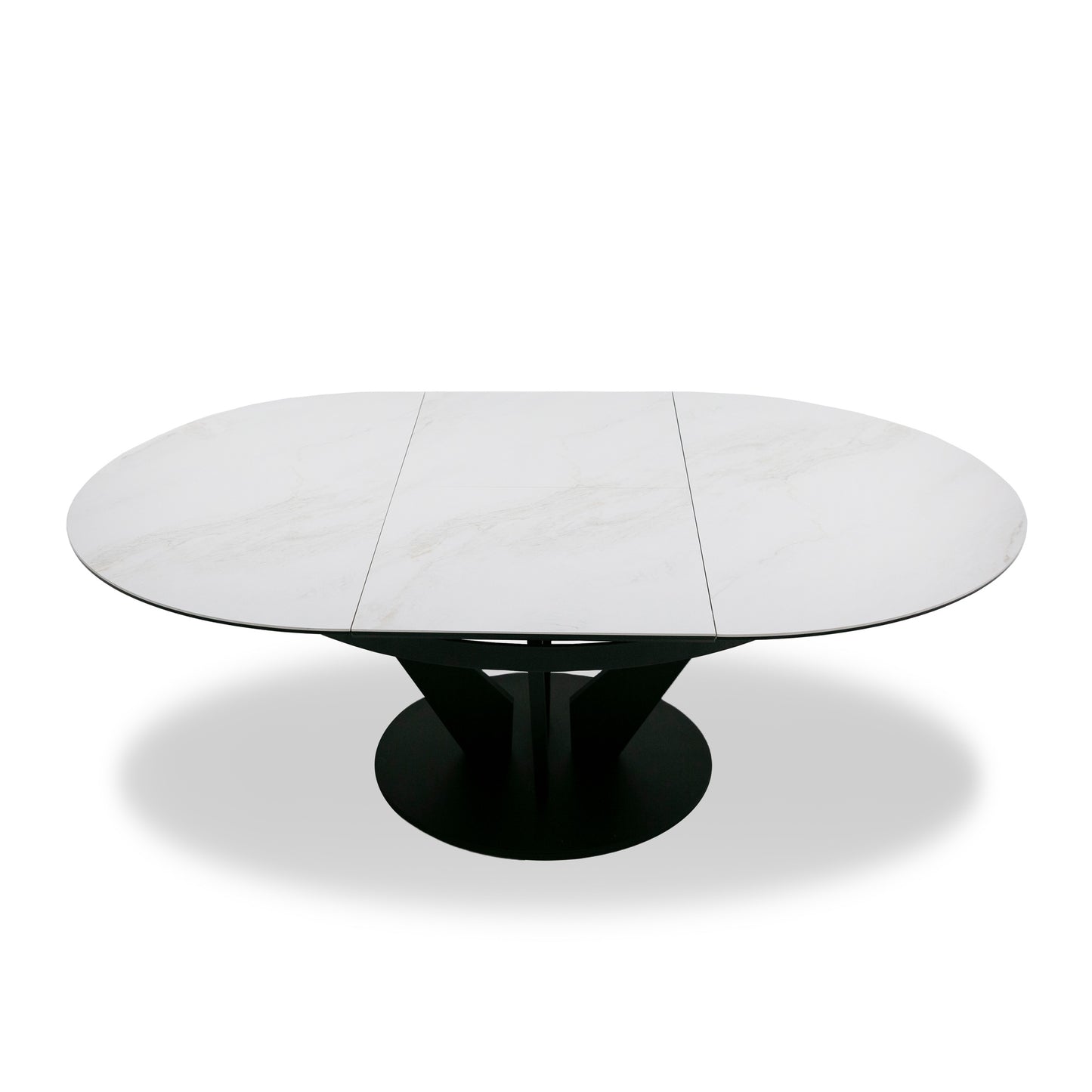 Modrest Alberta Modern Black and White Ceramic Extendable 59"/86.5" Oval Dining Table