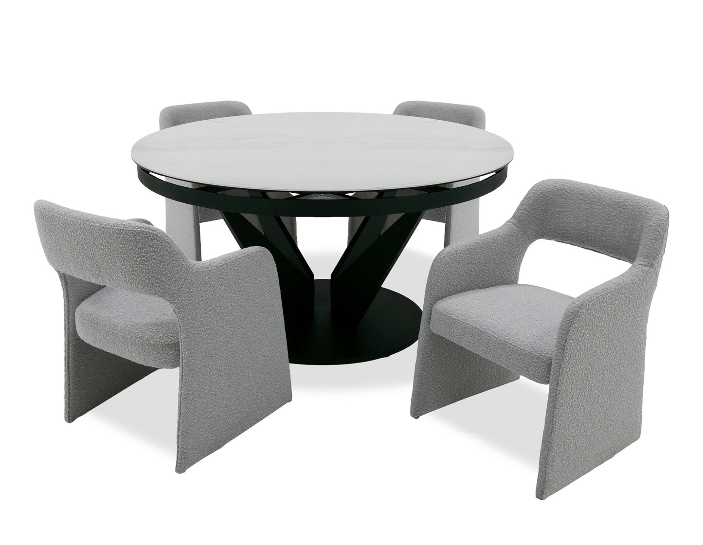 Modrest Alberta Modern Black and White Ceramic Extendable 59"/86.5" Oval Dining Table