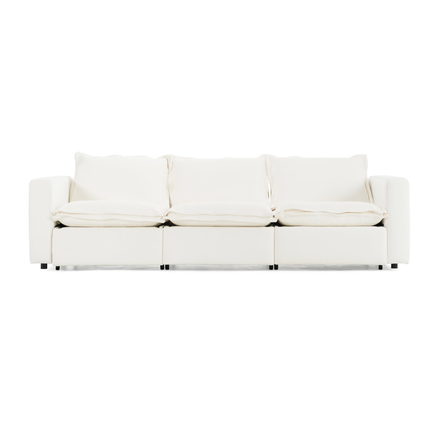 Divani Casa Almagre Modern White Fabric Sofa w/ 3 Electric Recliners