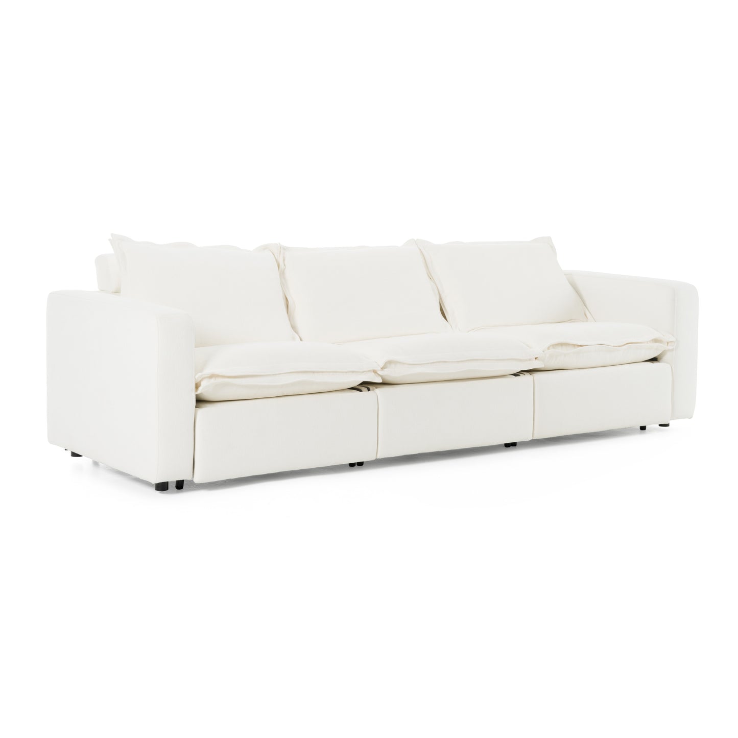Divani Casa Almagre Modern White Fabric Sofa w/ 3 Electric Recliners
