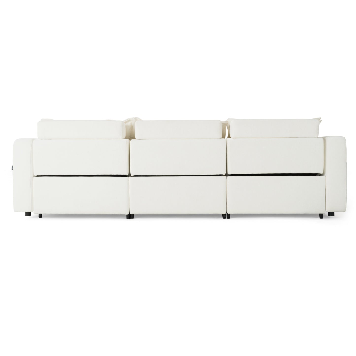Divani Casa Almagre Modern White Fabric Sofa w/ 3 Electric Recliners