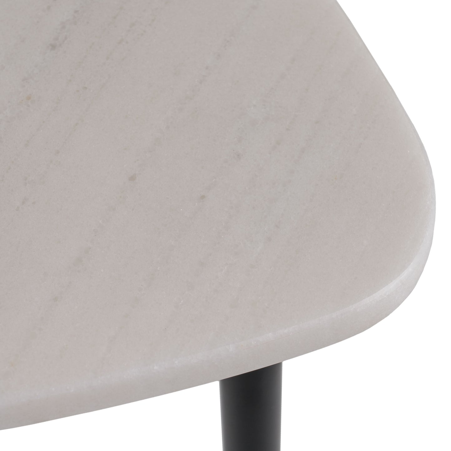 Modrest Andros White Marble Black Metal End Table