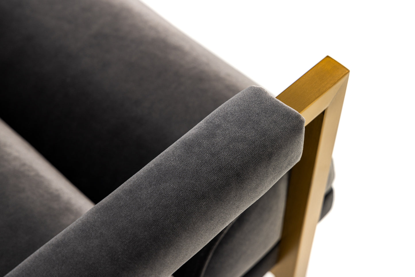 Modrest Anton Modern Grey Velvet Brass Accent Chair