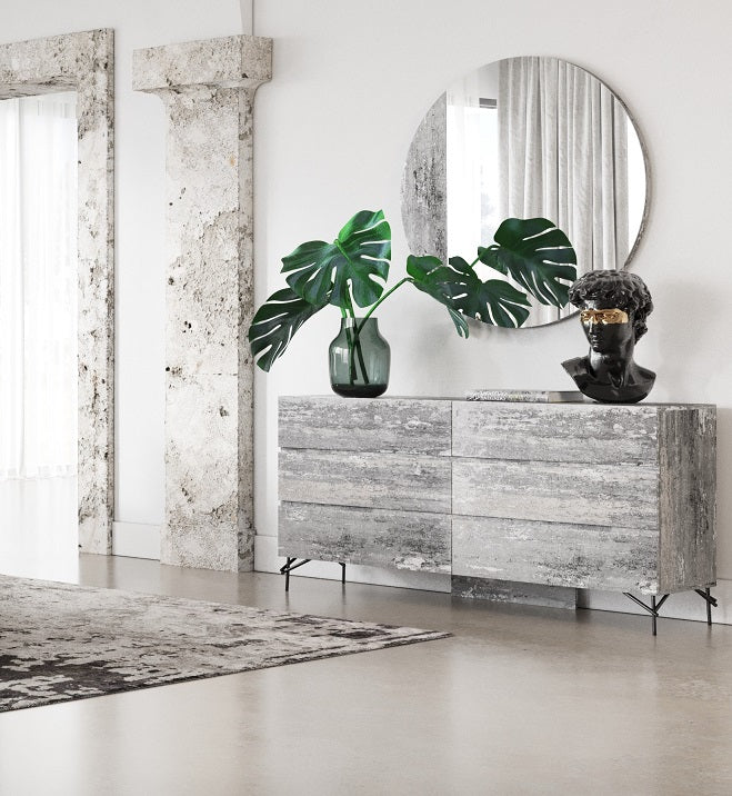 Nova Domus Aria Italian Modern Multi Grey with texture Round Mirror